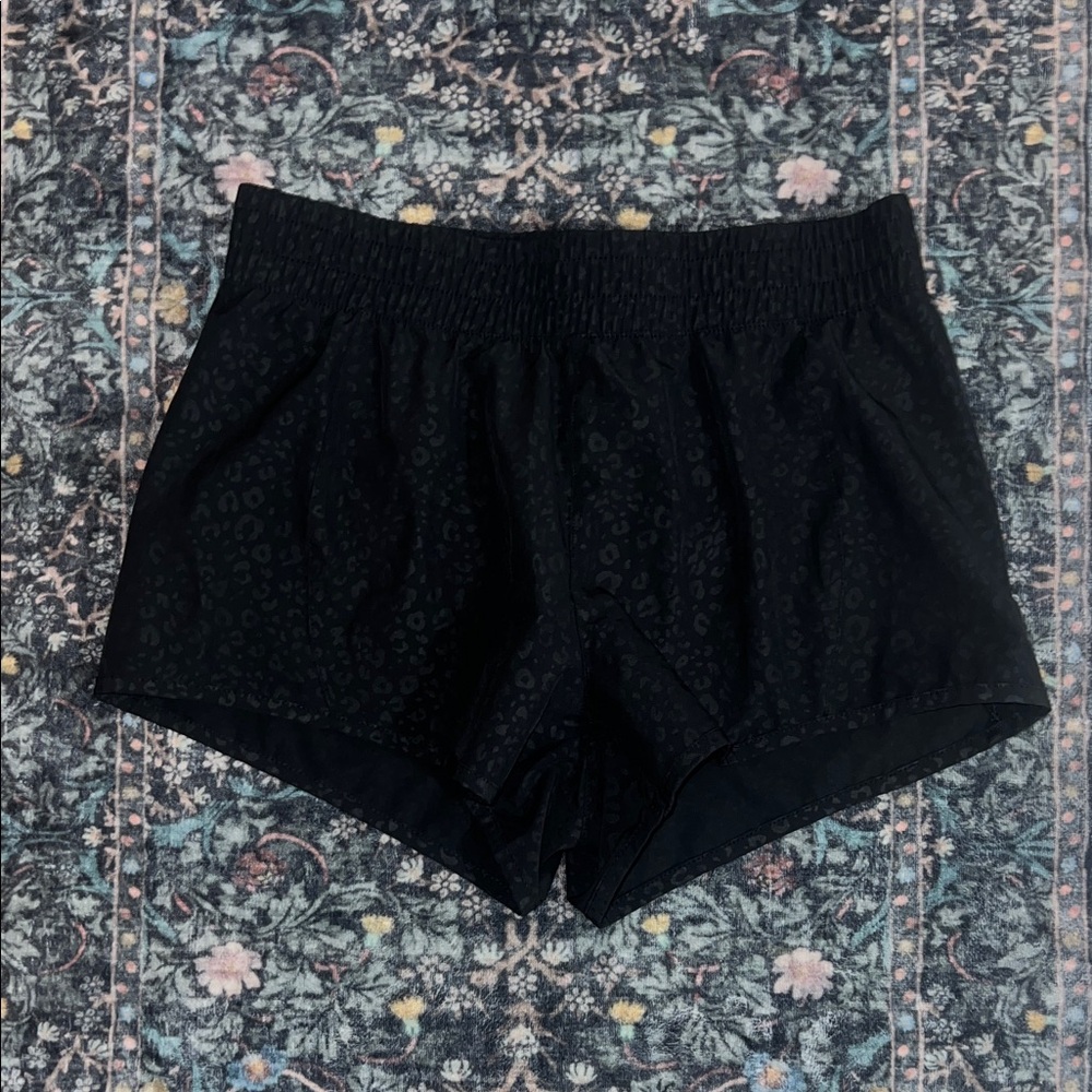 Black Leopard Print Shorts